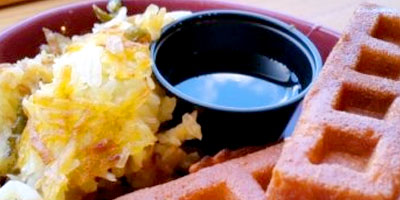 Waffels, scrambled eggs and more for Sunday Brunch at North Country Steak Buffet.