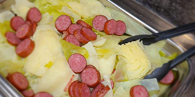 Cabbage and sausage available on Wednesdays lunch menu at North Country Steak Buffet in La Crosse, WI