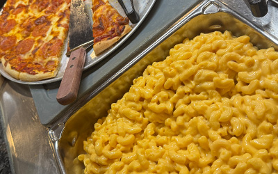 Wednesday Dinner mashed potatoes, gravy, mac nad cheese, pizza, beef and brocoli and more from North Country Steak Buffet in LaCrosse, WI